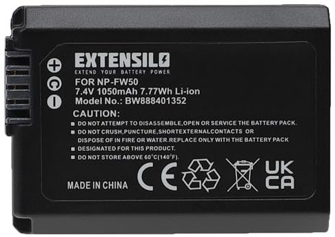 EXTENSILO Akku kompatibel mit Sony Alpha 7 II, 7R II, 6500, 7R, 7S 2, 7S II, 7, 7s Kamera (1050mAh, 7,4V, Li-Ion)