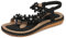 Amissz Sandali Donna Sandalo Estive Eleganti Scarpe Bassi Eleganti Strass Decorato Comodi Piatto Infradito da Mare Stile 2 Nero 42 EU