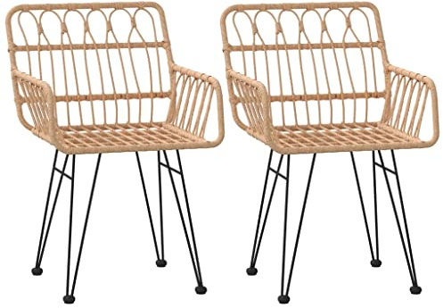 vidaXL Garden Chairs 2 pcs with Armrest 56x64x80 cm PE Rattan
