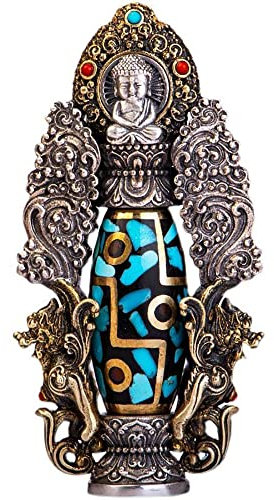 S925 Silber Halskette Anhänger, Edelstein Ulan Blume Dzi Anhänger Leibwächter Buddha Halskette Handgefertigte Halskette Paare senden Geschenke Nationaler tibetischer Stil Anhänger (925 Silb
