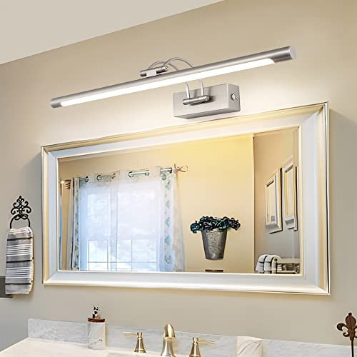 MantoLite Dimmbar Bild Wandleuchte 12W, Nickel 60CM LED-Badspiegel Für Badezimmerspiegel Mit Drehbarem Lampenkopf Für Hotel Restaurant Arc Arm, Bett Leseleuchten Display Lampen 3000K/4500K/6000K