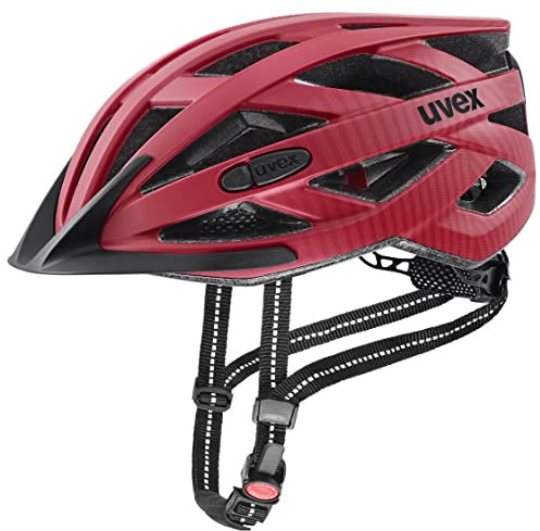 uvex City i-vo - Leichter City-Helm für Damen und Herren - individuelle Größenanpassung - inkl. LED-Licht - Ruby red matt - 52-57 cm