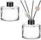 Set of 2 Round Glass Diffuser Bottles with Black Caps - Empty Refillable Glass Fragrance Reed Diffuser Bottles - Fragrance Accessories for DIY Replacement