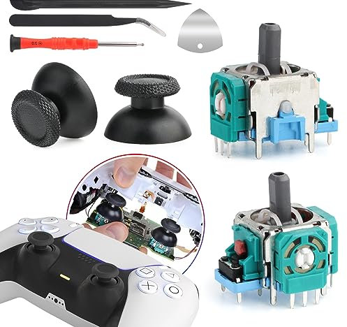 2PCS Módulo de Sensor Analógico Compatible con Play Station 5 PS5 y 2 PCS Cubierta Protectora para Joysticks 3D Analogiques