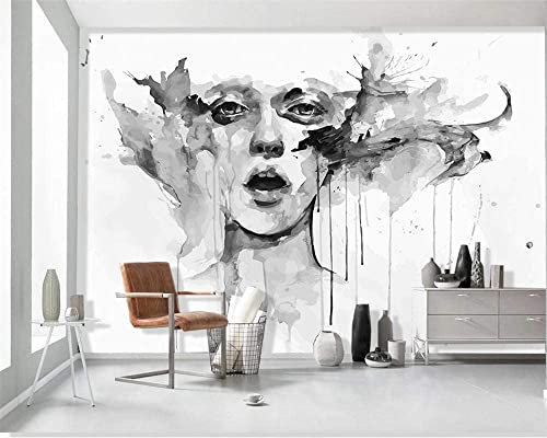 Papier Peint Photo 3D Femme Glamour Abstrait Noir Et Blanc Bar Chambre Salon Thème Papier Peint 3D Stéréoscopique Mural Auto-Adhésif Mur Photo Amovible Mur Affiches 140 (largeur) x 70 (hauteur) cm