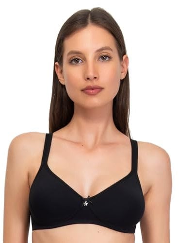 SÌèLEI, Reggiseno Semi-Imbottito Senza Ferretto, Realizzato in Cotone Biologico, 100% Naturale, Designed in Italy, Color Nero, Taglia 5B