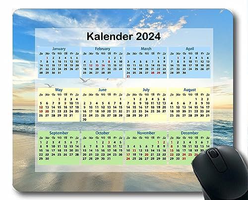 YENDOSTEEN 2024 Mauspad-Kalender,Computer-Mauspads,Kalender,Wellige helle Farblinie Mauspads für Computer,Laptop,PC,Büro & Zuhause
