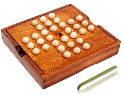 F Fityle Jeu de société Solitaire, jeu de société Solitaire en bois pour enfants, adultes et adolescents, jeux de marbre, décor de société, jeu familial