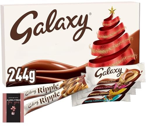 Galaxy Chocolate Gift Set 244g With Cards Letter Box Milk Chocolate Selection Box Christmas Gifts For Women & Men Gift Set, Thinking Of You Gifts, Wife Gifts, Xmas Stocking Fillers For Kids