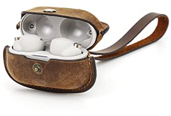 CONTACT'S FAMILY Protective Case for Sony WF-1000xm4, Portable Genuine Leather Earphones Case Compatible with Sony WF-1000xm4 with Detachable Wrist Strap(Coffee)