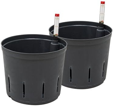 Leni Kulturtopf für Hydrokultur-Systeme Set mit Wasserstandsanzeiger | Größen zur Wahl 5-32 cm rund | Langlebiger Kunststoff (2er-Pack, Ø: 15cm | H: 12cm)