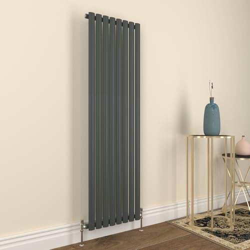 GY Bath Vertical Radiator Anthracite Oval Column Designer 1600x472mm Single Modern Central Heating Rads