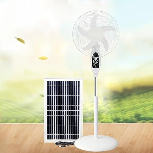 Generic Solar Standing Fan, 16 Inch Vertical Fan With Remote, 90° Oscillating Air Circulator - 9 Speeds, 3 Modes, Floor Fan For Household & Camping