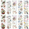 WANDIC 10 Blatt Transfer-Aufkleber, Vintage-Blumen-Aufkleber, Retro-Vogelkäfig-Blumen-Aufkleber für Bastelarbeiten, Scrapbooking, Fotoalben, Möbel, 30 x 9,9 cm