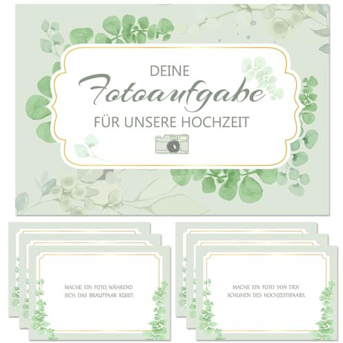 HOWAF 50 Fotoaufgaben Hochzeit - Unterhaltsames Hochzeitsspiel für Gäste, Fotospiel Hochzeit Fotoaufgaben, Hochzeit Fotoaufgaben für Gäste, Fotobox Accessoires Hochzeit für Gästebuch Hochzeit