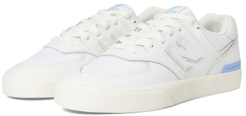 New Balance Unisex-Adult 574 Vulc Skate Shoe, White/Baby Blue, 7 Women/5.5 Men