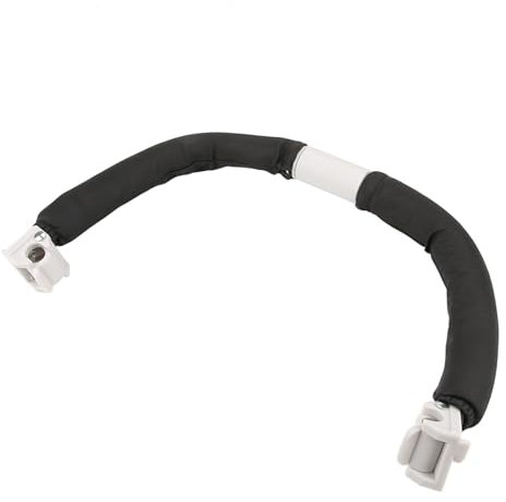 Akozon Schwarzer Verstellbarer Kinderwagen-Lenker, Armlehne und Stoßstangenstange – in der Mitte zu öffnen für Einfachen Zugang, Gebogen für Komfort und Sicherheit (BLACK)