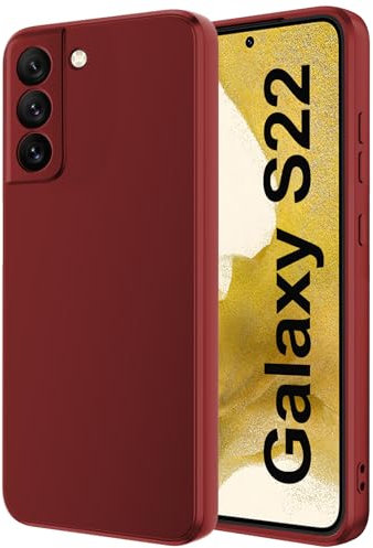 Qasyfanc Handyhülle Kompatibel mit Samsung Galaxy S22 5G Hülle Kameraschutz, Dünne Weiche TPU Silikon Hülle Samsung S22 5G Schutzhülle Anti-Kratzer, Kamelien Rot
