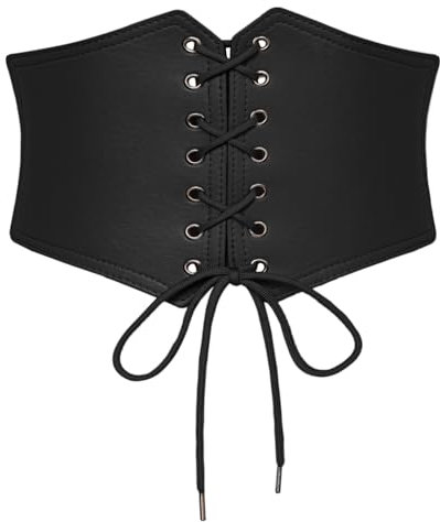 Damen Piraten Gürtel Lace-up Gothic Schnürgürtel Retro Tied Waspie Cosplay Gürtel Schwarz S