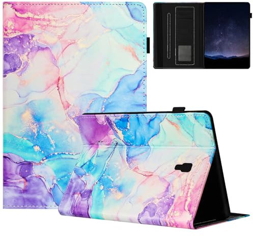 TEDTIKJT Tablette Coque pour Samsung Galaxy Tab A 10.5 2018 (SM-T590/T595) Etui PU Cuir Flip Cover Support Protection Housse pour Samsung Galaxy Tab A 10.5 2018 Cover,Marbre Galactique Violet Bleu