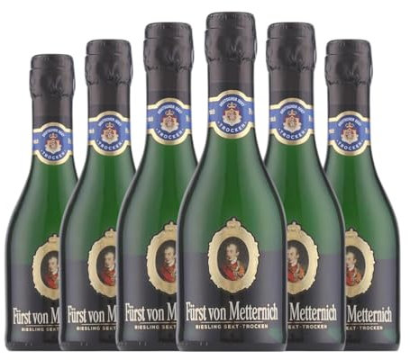 Fürst von Metternich Sekt Riesling Trocken Kleine Flasche 20 cl Weißer Sekt (Karton mit 6 Kleine Flasche von 20 cl)