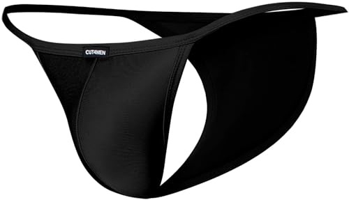 Cut4Men Unterwäsche Spandex Tanga Kini Slip 1er Pack, Schwarz , L