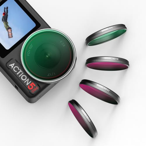 BRDRC ND-Filter für DJI Osmo Action 5 Pro Action 4 3, 4er-Pack CPL ND16 ND32 ND64 Snap On Objektivfilter Set Polarisierende Neutraldichte-Zubehör