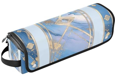Amooorous 2-in-1 Lockenstab Reiseetui mit Eisenmatte, wasserdichter Lockenstab Reiseetui für Glätteisen, Lockenstab Haartrockner, Western Magic Blue Gem Travel Essentials für Frauen, Blauer Edelstein,