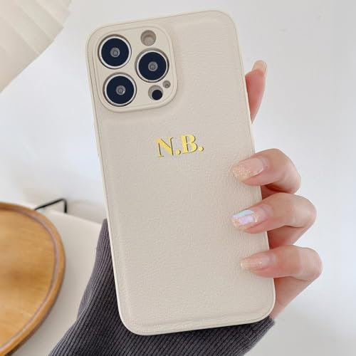 Randalfy Custom Embossed Case for iPhone, Personalized Phone Case for iPhone 16 15 14 13 12 11 XS, XR, Pro, Max, K.M - Initials, Monogram, Date, Friends, Family, Couples, Gift Ideas
