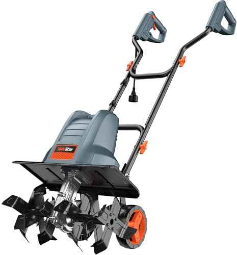 Gartenfräse Motorhacke Bodenhacke Elektrisch – 380 U/min,18 Zoll Kultivator,13,5 A,TaskStar TH4500 Kabelgebundener Bodenhacker,9 Zoll Tiefe Bodenbearbeitung,6 robuste Messer