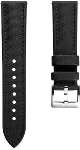 WatchGecko Atlas Sailcloth Strap, Black, 21mm