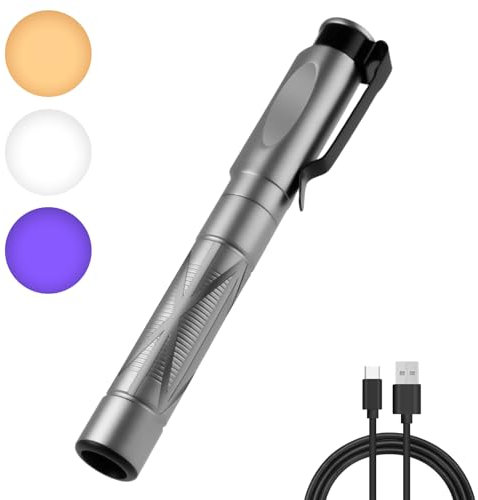 Flintronic Diagnostic Medical Penlight, Rechargeable LED Pen Torch with 3 Light Modes, Pen Torches with Pupil Gauge and Clip, First Aid Doctors Nurses Medical Pen Light Medical Equipment, Gray