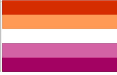 Lixure Lesbisch Flagge, 60 x 90 cm LGBTIQ+ Pride Polyester Fahne, langlebig, leuchtend, farbbeständig, reißfest, mit 2 Messingösen für Garten Innen- Außenbereich