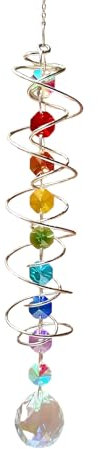 Sonnenfänger Windspiel,RoadLoo Sonnenfänger Kristall Hängend Dekor Regenbogen Kristall Windspiel mit Blick auf Kugel Spiralschwanz Innen und Außendekoration für Garten Balkon