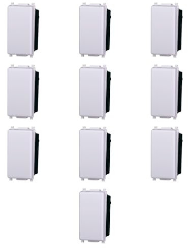 10x Deviatore 16A, Moduli Bianchi, Compatibile Con Vimar Plana, frutti, interruttori, pulsanti, deviatori, dimmer, sensori, PIR, buzzer, Per Placche originali e compatibili