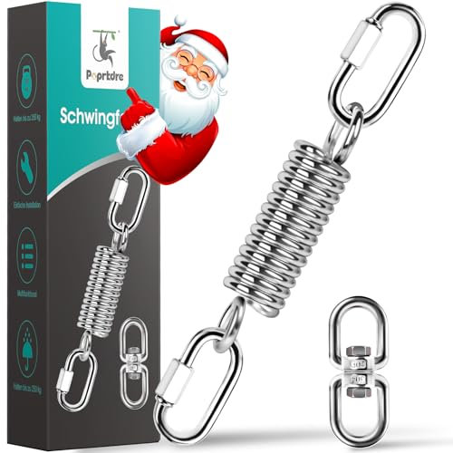 Poprkdre Hängesessel Schwingfeder mit Zwei Karabiner, Stuhl Hängematte Stahlfeder Aufhängungssatz für Boxsack, Hängebett, Yoga, Tragfähigkeit bis 250KG (1 Pack)
