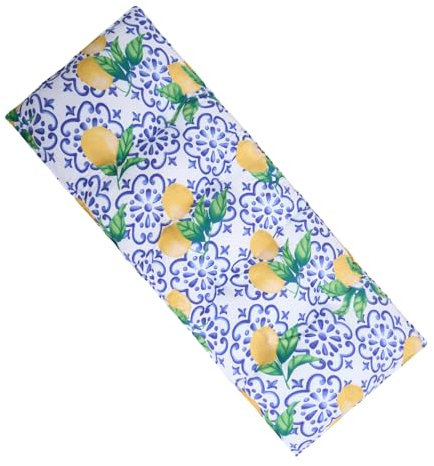 OHS 2 Seater Garden Bench Cushions Lemon Print Bench Pad, Super Soft Comfy Outdoor Furniture Cushions Waterproof Seat Pads For Patio or Dining, Blue/Yellow-110x40cm