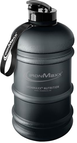 IronMaxx Water Gallon - Matt Deep Black 2200ml | Botella de agua 2,2 L sin BPA/DEHP | Tapa hermética y escala graduada | Color según modelo | Ideal para deporte, gimnasio, oficina y uso diario