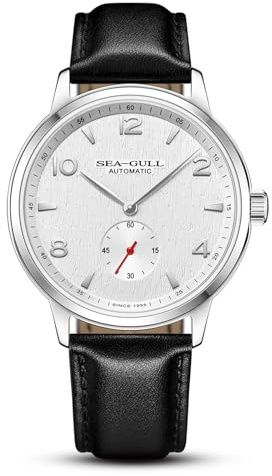 Seagull Herren Automatik Mechanische Uhr mit Sekunden-Unterzifferblatt Business Lederarmband Analog Anzeige Armbanduhr 40mm