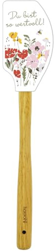 Teigschaber Du bist so wertvoll! mit Holzgriff und Silikon | Kawohl Teigscharber Küchenhilfe aus Eichenholz und weichem Silikon, 32 x 6 cm, 80g