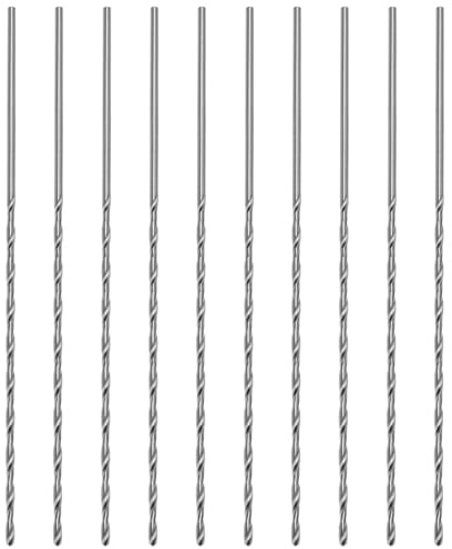 QWORK® 10 piezas extra largas helicoidales brocas 120mm, brocas helicoidales HSS de 2 mm para metal, madera, plástico y PVC