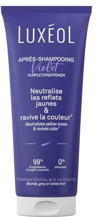 LUXÉOL - Après-Shampooing Violet - Neutralise les reflets Jaunes & Cuivrés* | Sublime et Ravive la Couleur* - Contient Un Pigment Violet Correcteur - Sans Silicones - Fabriqué en France - 200 ml