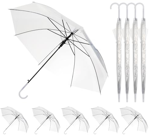 10er-Set Transparente Regenschirme Ø 95 cm, Klarsichtschirm für eine Person, Automatik-Schirm mit ergonomischem Griff – Stilvolles Accessoire für Hochzeiten, Fotoshootings und den täglichen Gebrauch