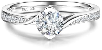 FANCIME Lab-Grown Diamant Ringe Damen, Seelenvoller Glanz Solitär Verlobungsring 925 Sterling Silber Promise Ring Hochzeit Eheringe Valentinstag Schmuck für Damen Frauen Sie (D-E Farbe, VS Clarity)