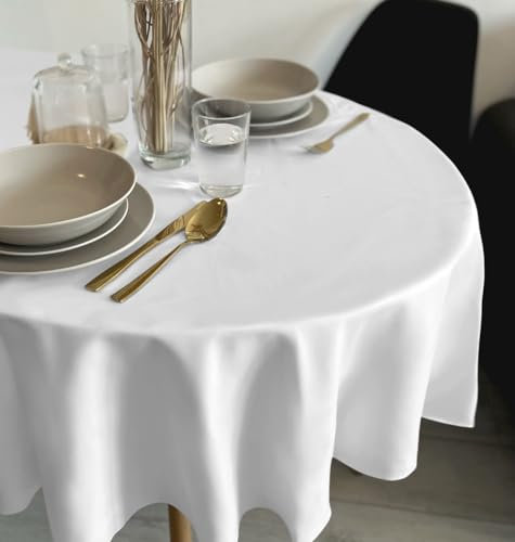 Rollmayer Tischdecke Tischtuch Tischwäsche Gastronomie Kollektion Vivid Uni einfarbig pflegeleicht waschbar 21 Farben zur Auswahl, Produkt für den täglichen Gebrauch(Weiß 1, Oval 140x220cm)