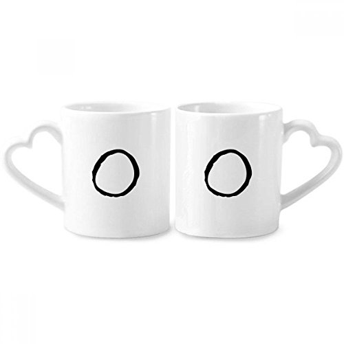 DIYthinker Greek Alphabet Omicorn Black silhouette Couple Mugs Ceramic Lover Cups Heart Handle 12oz Gift