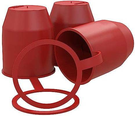 AUPROTEC Tappo protettivo per gancio di traino con anello di sicurezza, tappo di protezione con passante per frizione a testa sferica, rosso, set da 3 pezzi