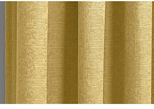 Enhanced Living Matrix Yellow/Ochre Curtains for Living Room - 46x54 inch (117x137 cm) - Tape Top Noise Reducing Thermal Curtains for Bedroom - 2 x Curtain Panels