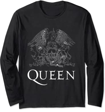 Queen Official Classic Crest Logo Black Long Sleeve T-Shirt