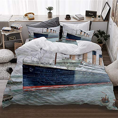 HATESAH Bedding Bettwäsche,Titanic Design,Bettwäsche 135x200cm,Kopfkissenbezug 2(50x80cm)